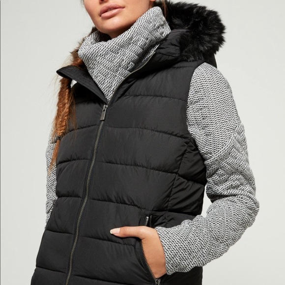 fur hooded puffer vest
